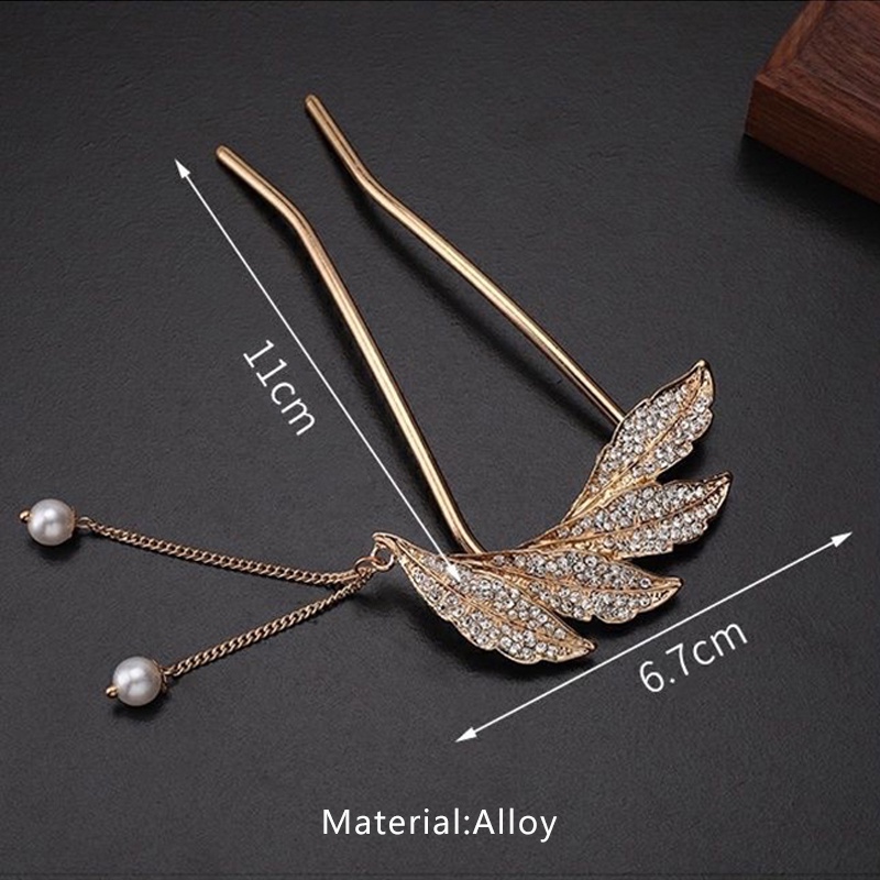 Trâm Cài Tóc Chữ U Đính Lông Vũ Tua Rua Thời Trang Cho Nữ