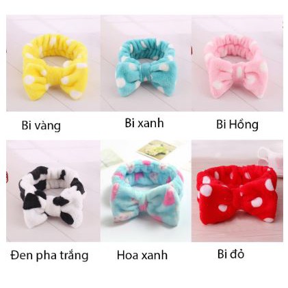 Băng đô nơ rửa mặt nhung mềm mịn , tuban cài tóc cute pho mai cho bạn nữ