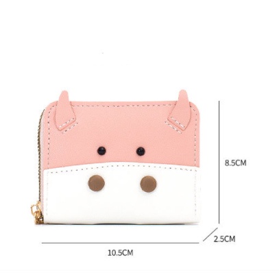 Ví da mini cầm tay có khóa kéo hình bò sữa dễ thương thời trang co cấp cho nữ