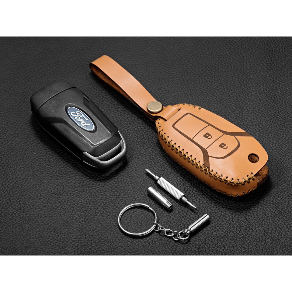 Bọc chìa khóa Ford ranger WT cũ, XLS, XLT da bò 100% HandMade kèm móc khoá