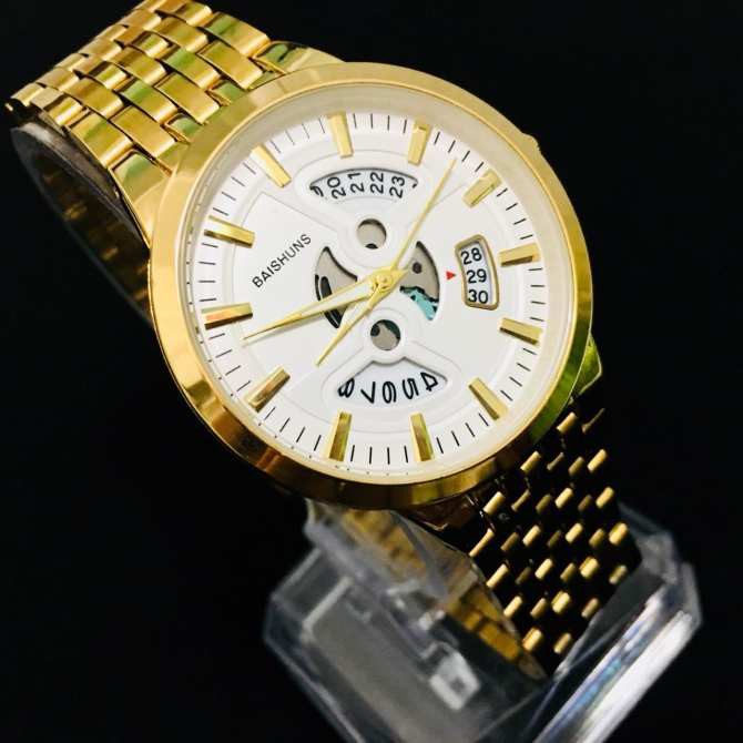 Đồng Hồ Nam Baishuns Dây Kim Loại Giả Cơ Khung Thép Cao Cấp | BigBuy360 - bigbuy360.vn