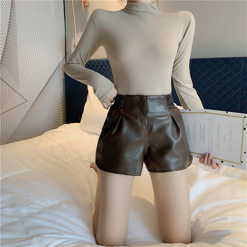[TRỢ GIÁ] Quần Sooc Da nữ Cạp chun Cúc Khóa Kéo trước Cực Sang Chảnh_Siêu hot | BigBuy360 - bigbuy360.vn