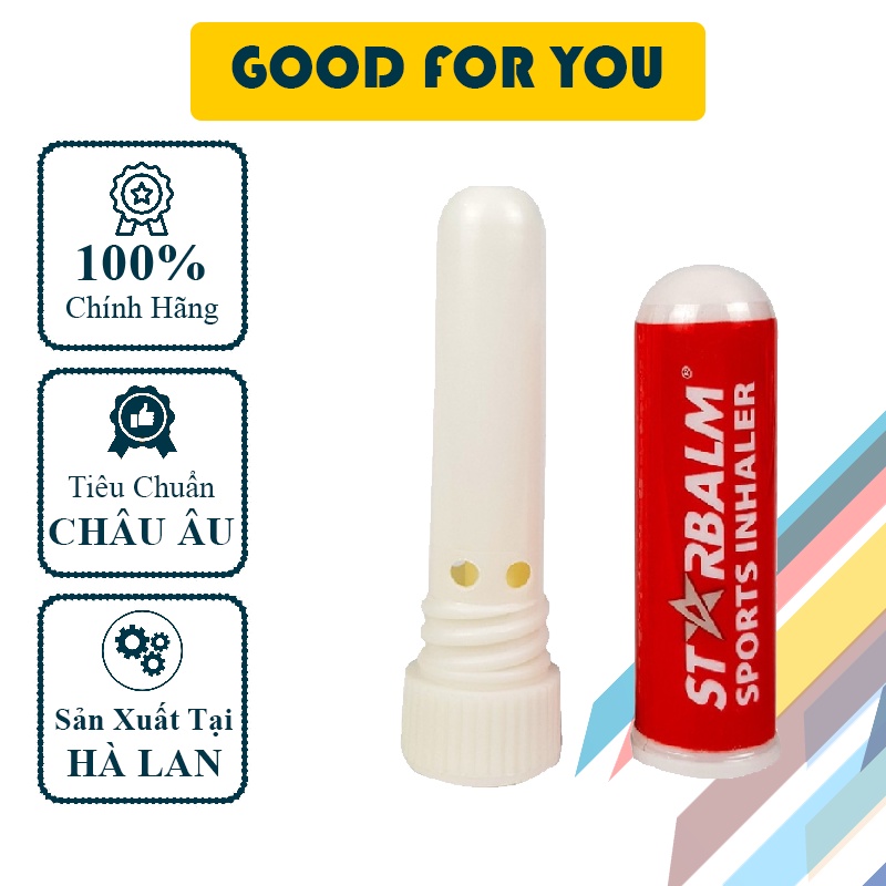 Ống Hít STARBALM Sports Inhaler - Giúp Hít Thở Sâu Tăng Cường Oxy Trong Máu - 1.1g - Hà Lan - Good For You