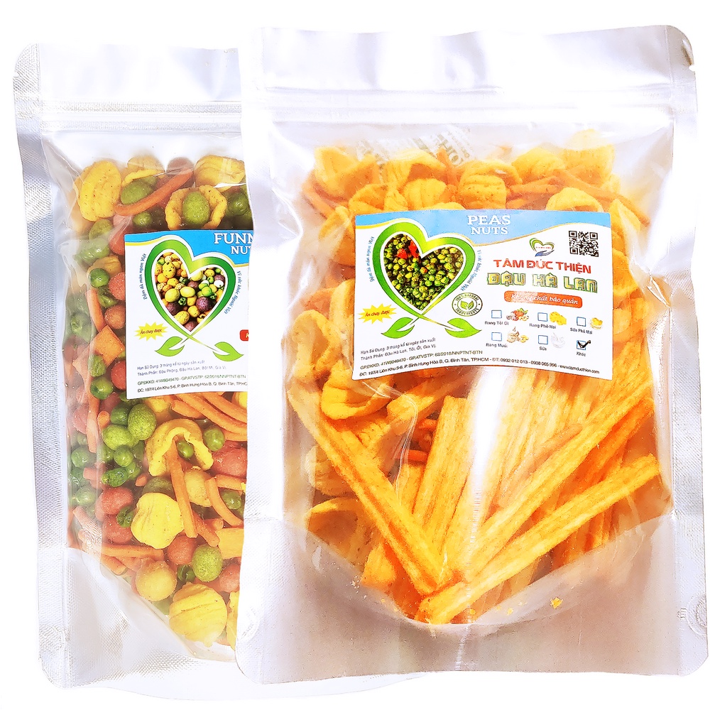 Combo 2 Túi: Thập Cẩm Ngũ Cốc Funmix 405GR và Bánh Tứ Quý: Khoai Tây Phô Mai & Vỏ Sò & BimBim & HàLan 205G Tâm Đức Thiện