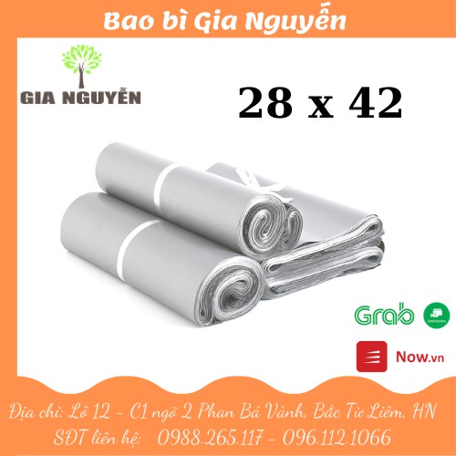 Túi gói hàng niêm phong tự dán 28x42 màu xám bạc - bao bì Gia Nguyễn
