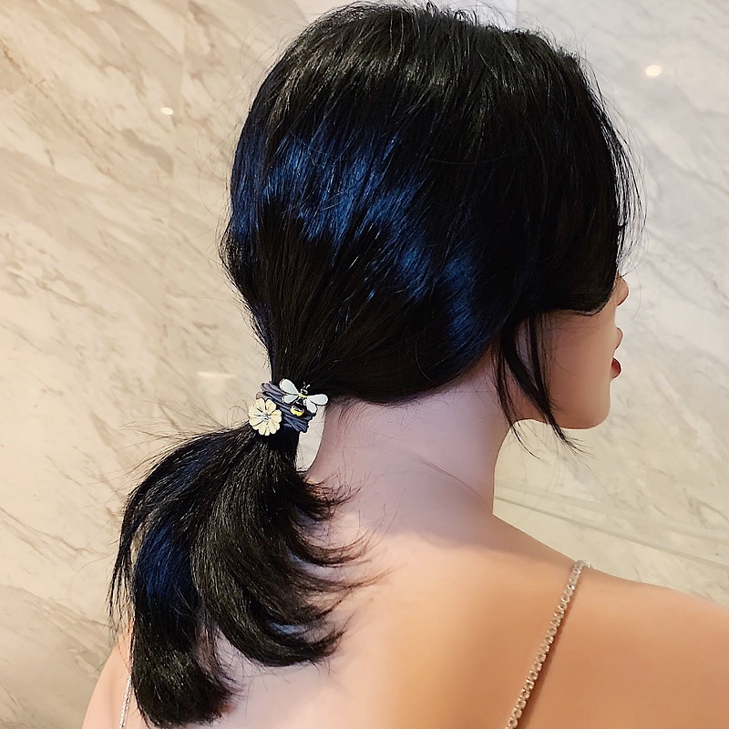 Dây buộc tóc nhiều lớp họa tiết hoa và ong thời trang cho nữ