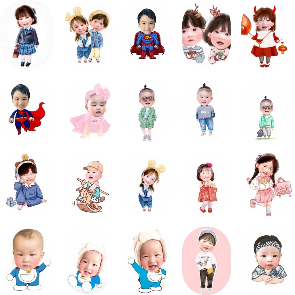 Chibi Sinh Nhật Bé Trai, Bé Gái - Chèn Hình Chibi Bé Trang Trí Sinh Nhật Thôi Nôi Siêu Hot 2023