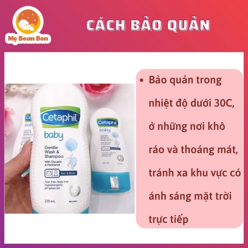 Sữa tắm gội toàn thân 2in1 Cetaphil Baby Wash &amp; Shampoo (230ml/400ml), Úc