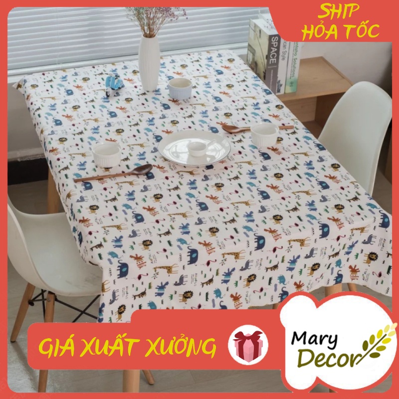 Khăn trải bàn Họa tiết Họa tiết Động vật viền ren (đủ kích thước) - H04