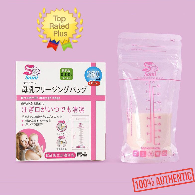 Túi trữ sữa Sami hộp 50 chiếc dung tích 250ml nội địa nhật - Minso Kids