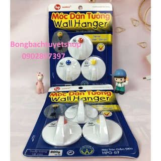 Móc tròn chấm giữa HPG67 - Móc dán tường, treo tường trang trí bằng nhựa cao cấp HOFACO