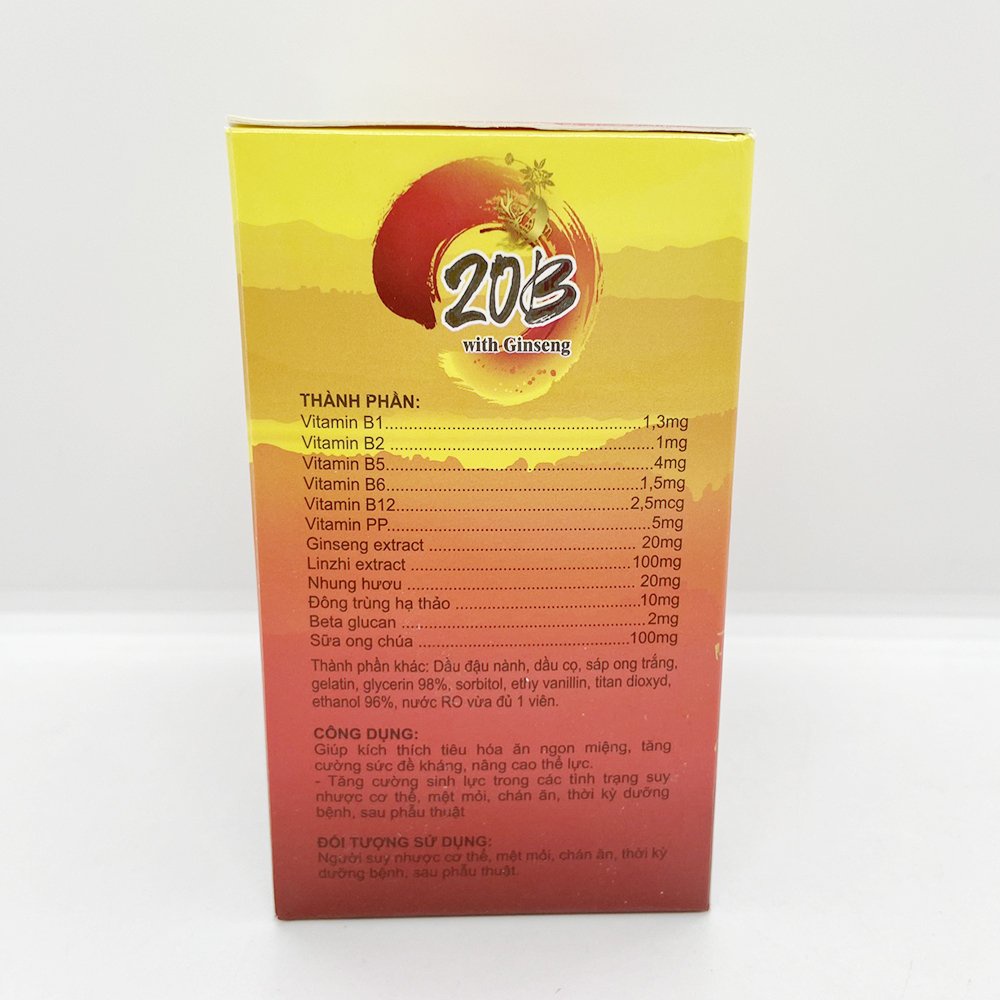 Viên uống Vitamin B tổng hợp 20B With Ginseng giúp ăn ngon miệng, bồi bổ cơ thể, tăng sức đề kháng