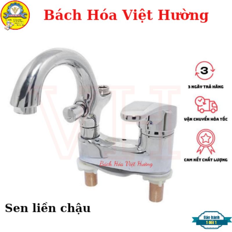 Bộ vòi chậu rửa mặt lavabo kết hợp vòi sen tắm nóng lạnh cao cấp, Củ sen liền chậu Caesar đồng - Bách Hóa Việt Hường