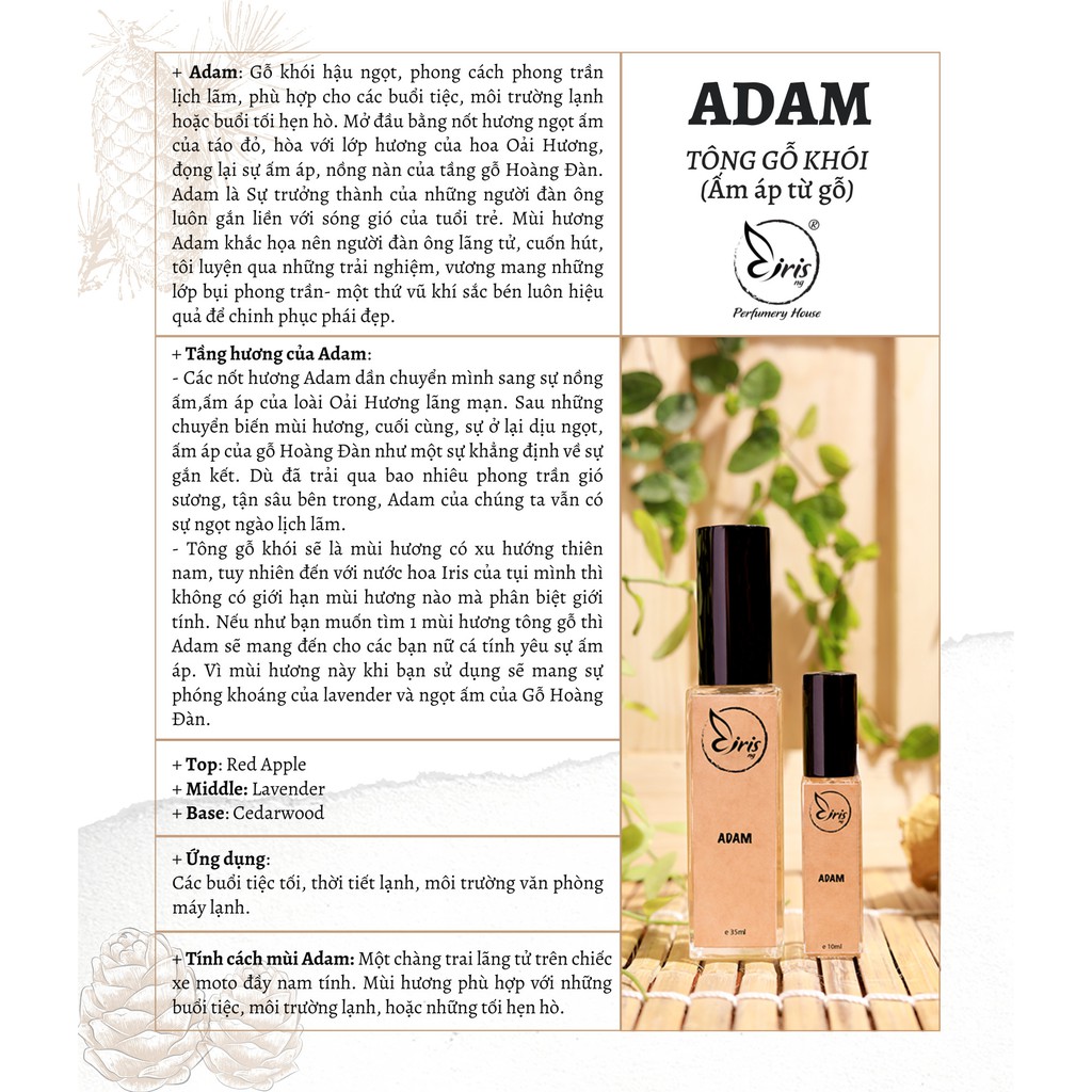 Nước hoa handmade thơm lâu mùi gỗ khói | IRIS PERFUME | ADAM - BST Couple | BigBuy360 - bigbuy360.vn