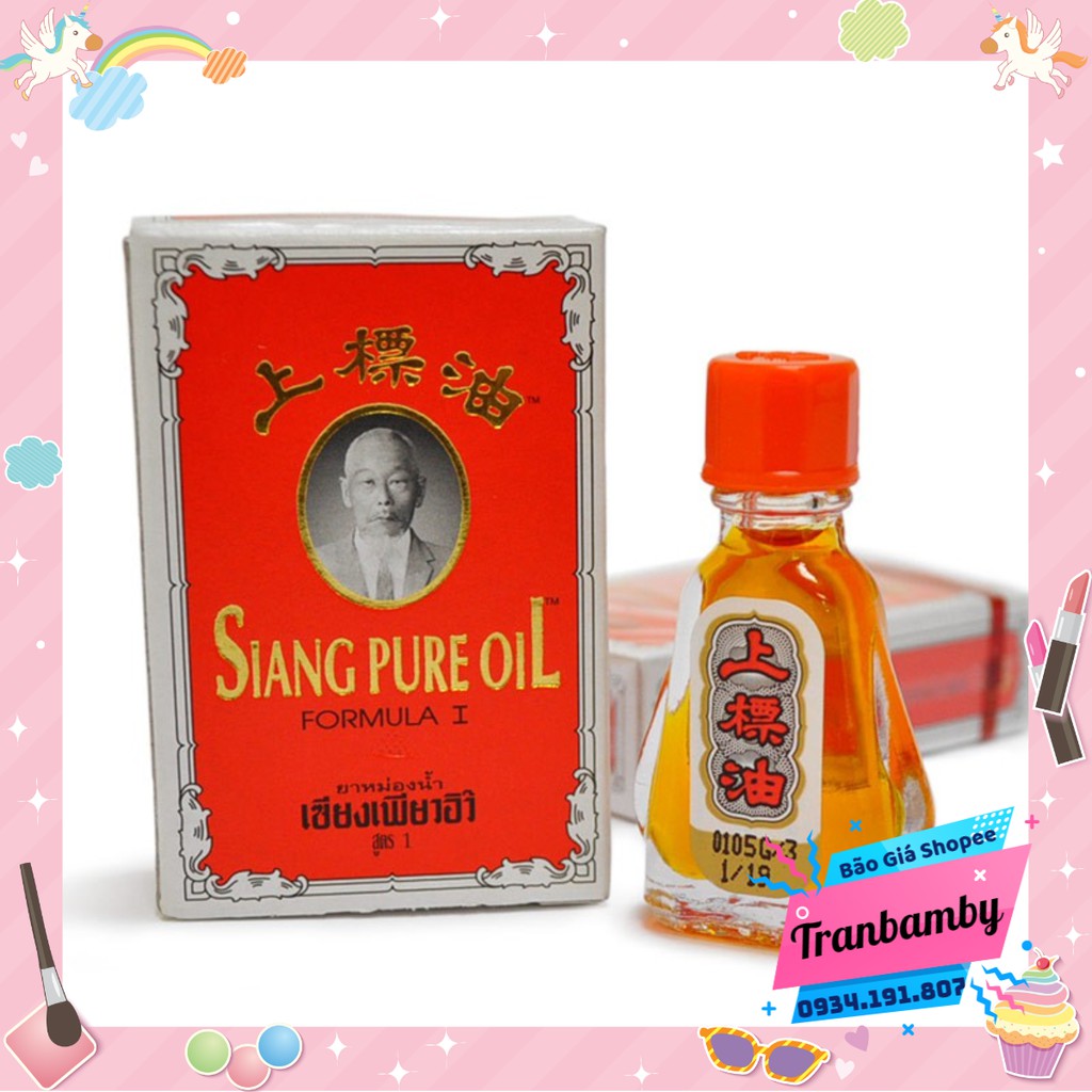 Dầu Gió SIANG PURE OIL Trắng/Cam 3cc & 7cc - Thái Lan