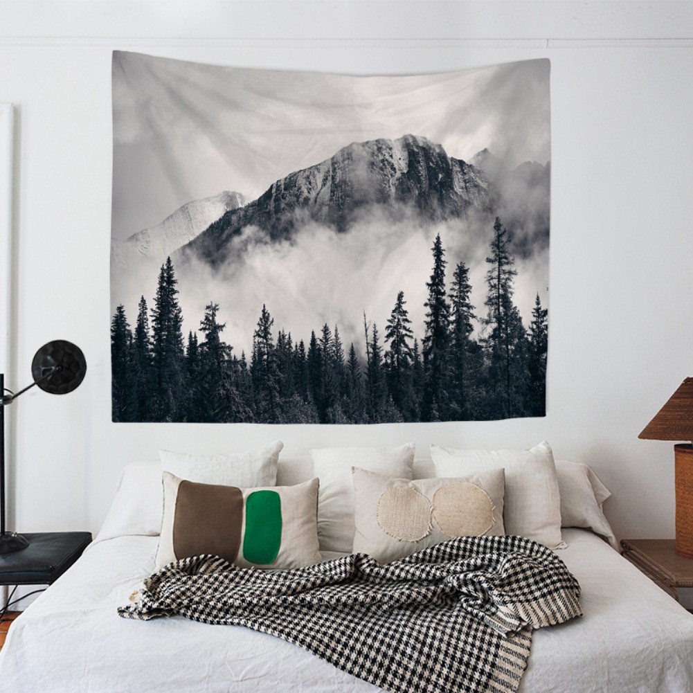 Thảm treo tường trang trí hình phong cảnh biển và núi