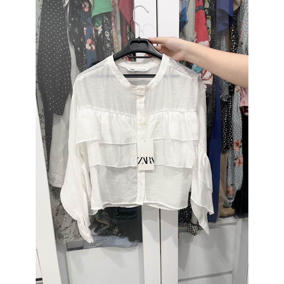 B440- SƠ MI VOAN TRẮNG DÀI TAY KÈM MÓC