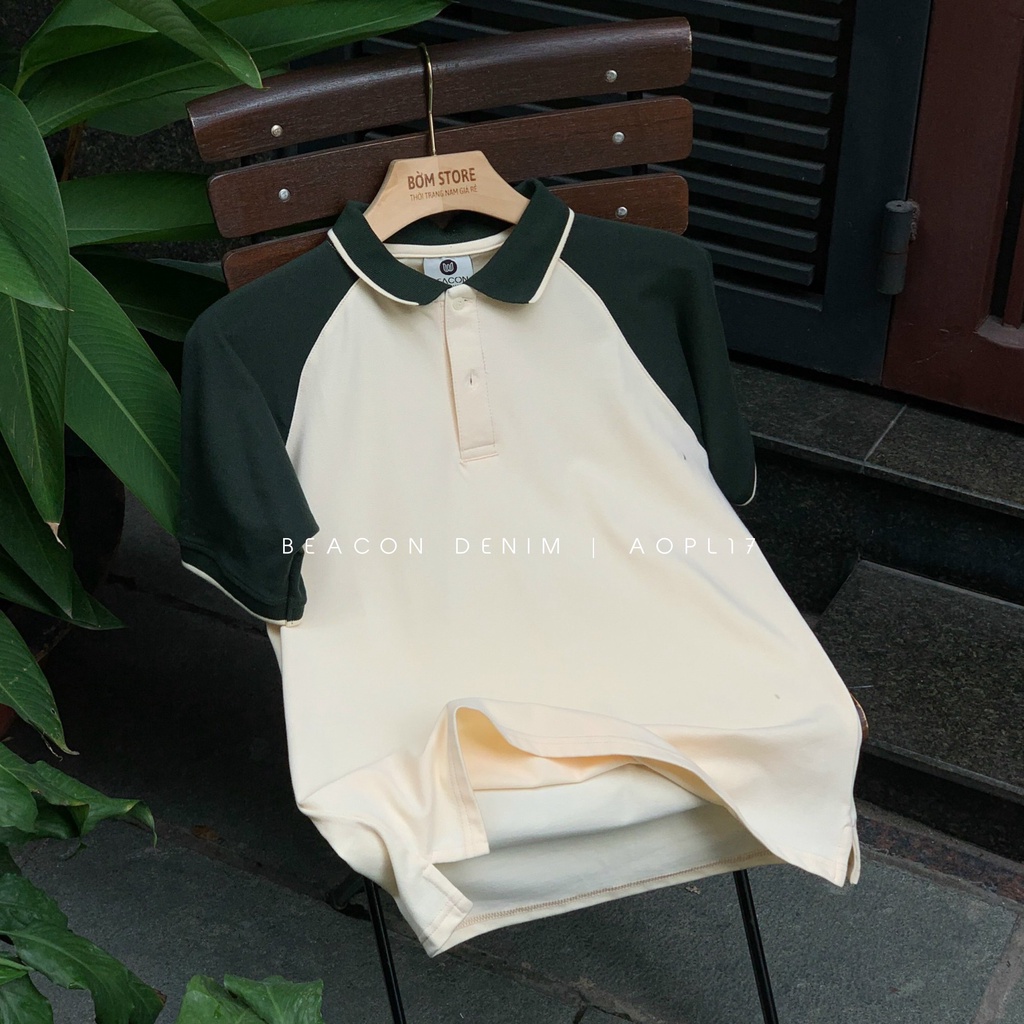 Áo Polo Nam Mẫu Phối Raglan BEACON DENIM Form Regular Thoáng Mát AOPL17