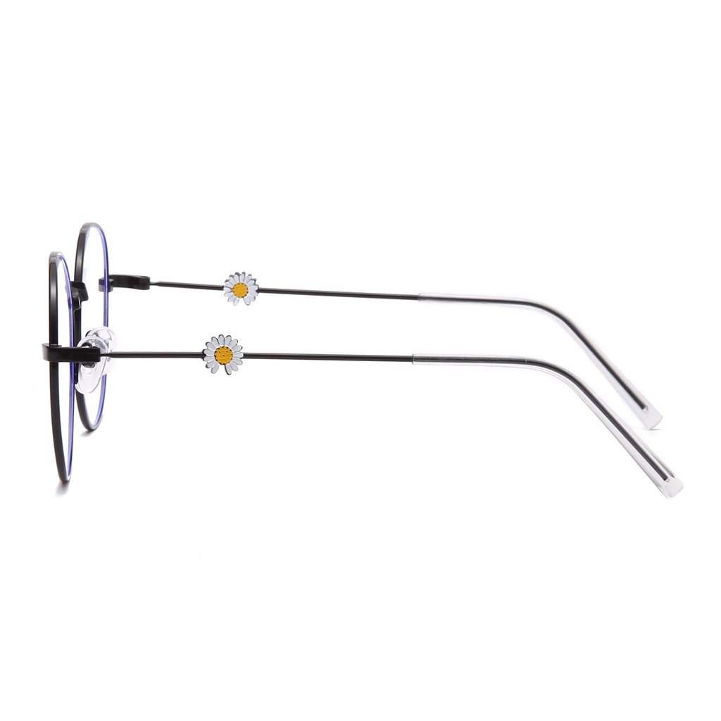 mắt kính cận 0.50 to -6.00 Kính Cận Gọng Tròn Bằng Kim Loại Họa Tiết Hoa Cúc Thời Trang /gọng kính nữ/gọng kính tròn kim loại/mắt kính tròn