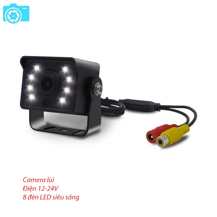 Bộ màn hình và camera lùi 8 led, nguồn 12-24V, chống va đập, chống nước, siêu nét