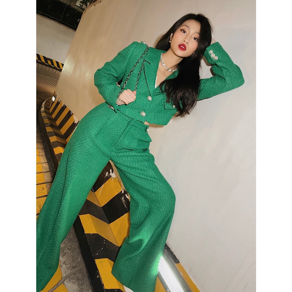 Set áo khoác tweed jacket và quần suông HUONG BOUTIQUE HBVEST168 | BigBuy360 - bigbuy360.vn