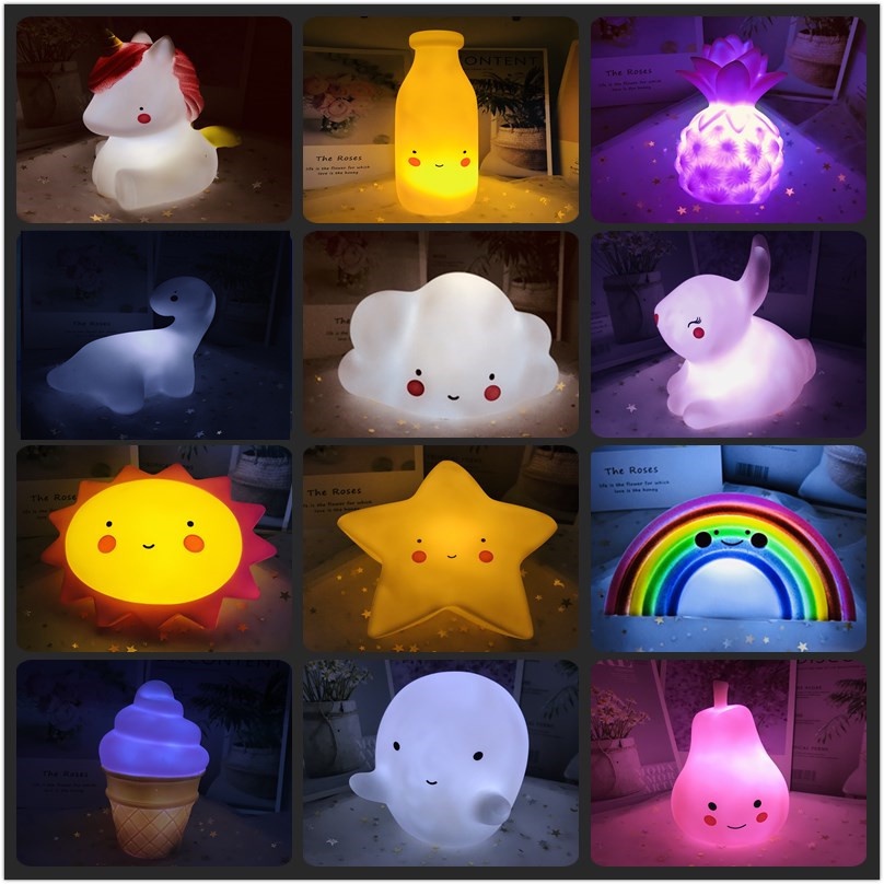 Đèn Ngủ LED Hình Kỳ Lân/Ngôi Sao/Mặt Trời/Kỳ Lân Vui Nhộn Trang Trí Phòng Ngủ Cho Bé