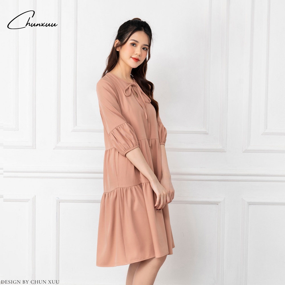 Váy babydoll thiết kế dáng suông tiểu thư thắt nơ ChunXuu V03