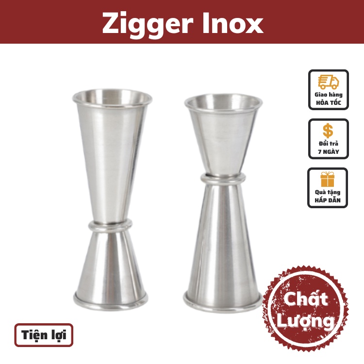 ly đong zigger định lượng; 15-30cc bằng inox 2 đầu cao cấp, jigger chuyên dụng dụng cụ pha chế quán Bar, trà sữa