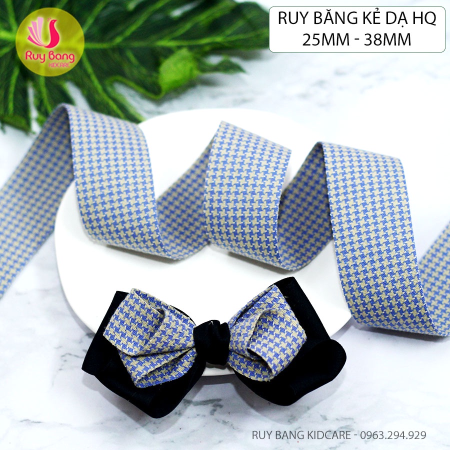 Ruy băng kẻ dạ HQ RB2235 dùng làm nơ cài áo, kẹp tóc...