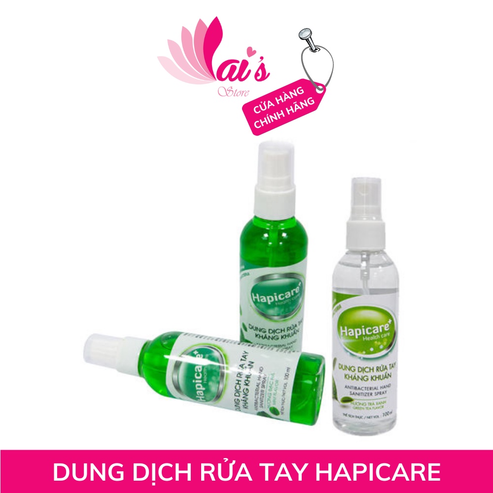 Dung Dịch Rửa Tay Khô 100ml Kháng Khuẩn Hapicare Plus Thơm Dịu Mát An Toàn Cho Da Có Vòi Xịt Tiện Dụng - LAI'S STORE