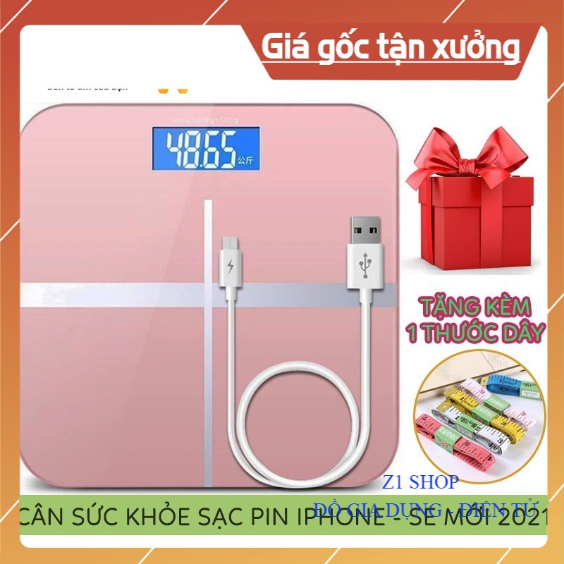 Cân điện tử, cân sức khỏe ISCALE PHONE, chính xác, bền đẹp, nhỏ gọn, trọng lượng tối đa 200kg, tặng kèm thước dây - Z1