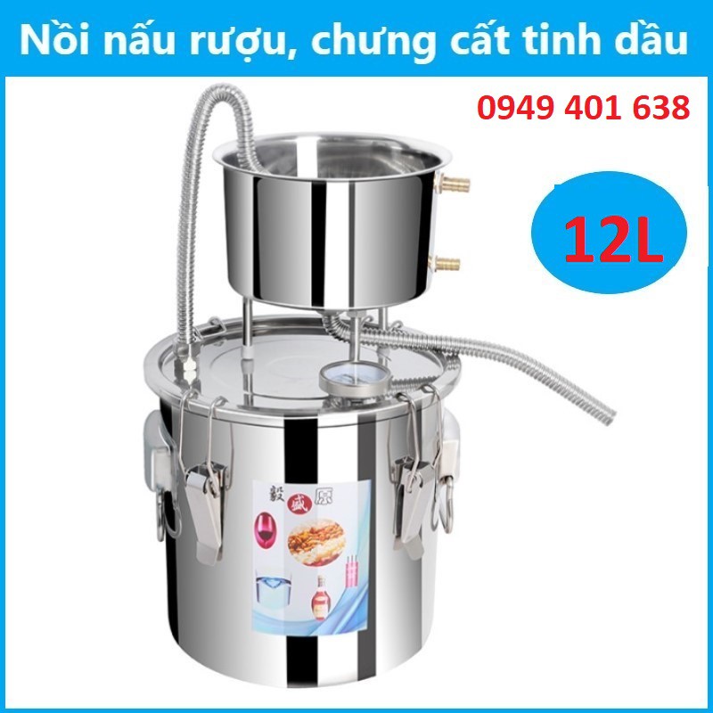 bộ nồi chưng cất tinh dầu inox 22L