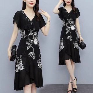 HÀNG NHẬP - ĐẦM XOÈ LỤA IN HOA SEN KÈM NỊT