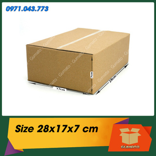Size 28x17x7 cm, hộp giấy thùng carton gói hàng tại Gumato (Mã số P75)