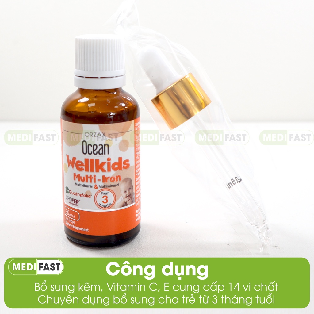 Bổ sung Vitamin cho bé Ocean Wellkids Iron - vitamin tổng hợp tăng cường hệ miễn dịch trẻ nhỏ - Chai 30ml