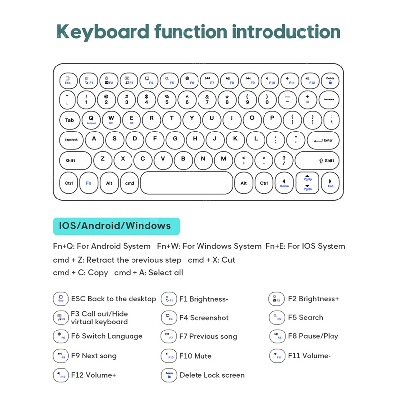 NIXXOS Set bàn phím + chuột không dây bluetooth nút hình tròn nhỏ gọn dễ mang theo cho iOS Android PC laptop tablet