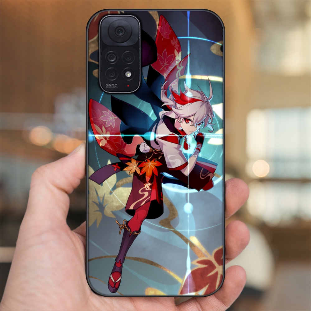 Ốp lưng Xiaomi Redmi Note 11, Note 11s viền đen in hình Kazuha Genshin Impact