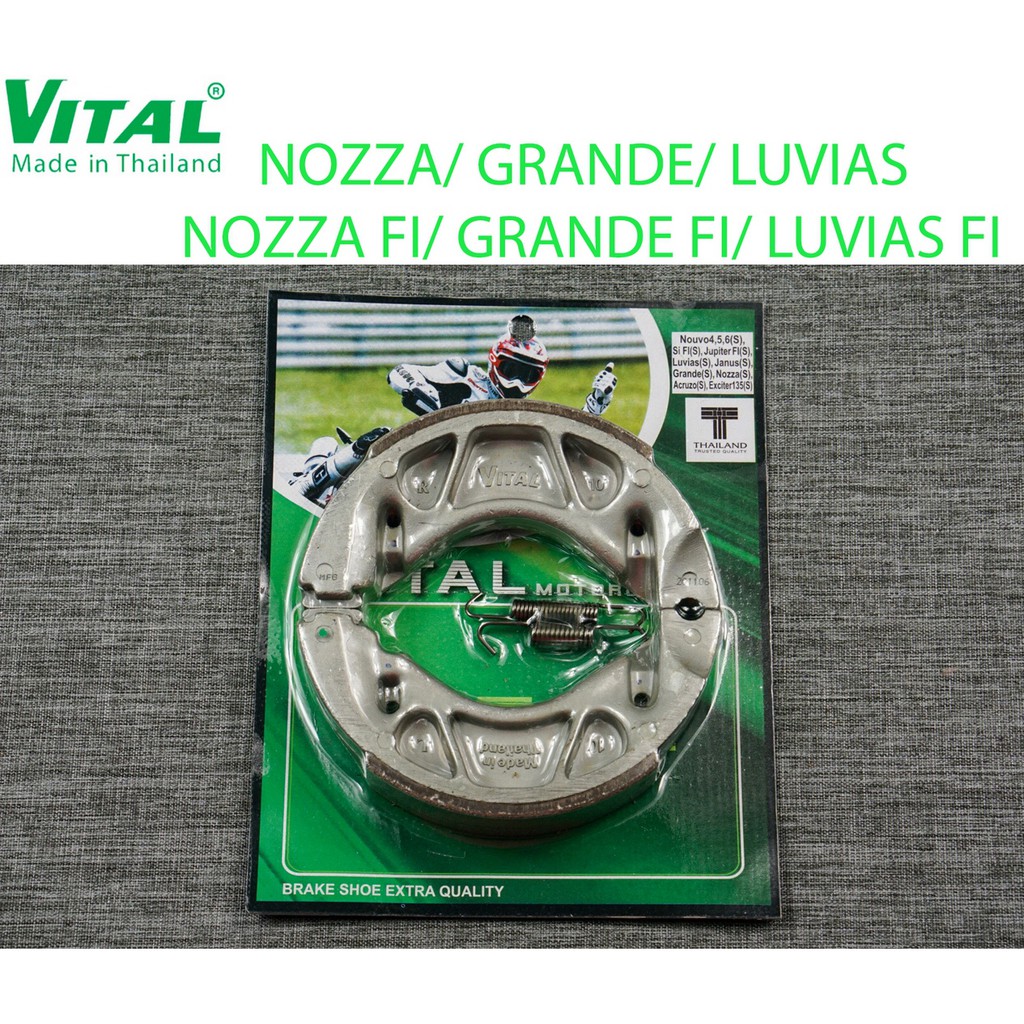 Bố thắng sau + trước GRANDE, GRANDE FI, NOZZA, NOZZA FI, LUVIAS, LUVIAS FI- Má phanh xe máy, bố thắng đĩa, đùm VITAL