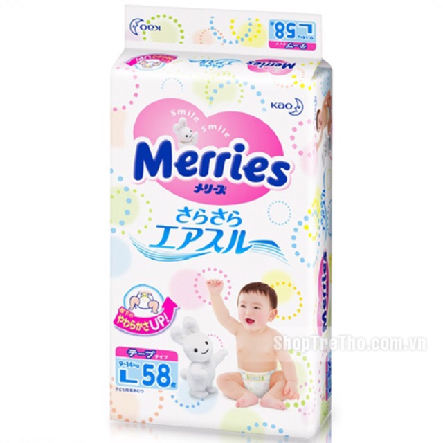 Bỉm dán merries S82+6, M64+4, L54+4, M58+6