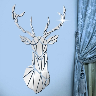 Gương dán tường acrylic hình đầu hươu 3D dùng trang trí