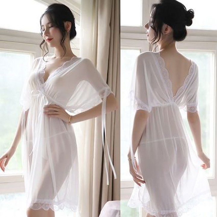 Váy ngủ sexy 2 dây mẫu xẻ lưng thắt eo tặng kèm quần chip lọt khe Đầm ngủ gợi cảm MS5177 | BigBuy360 - bigbuy360.vn