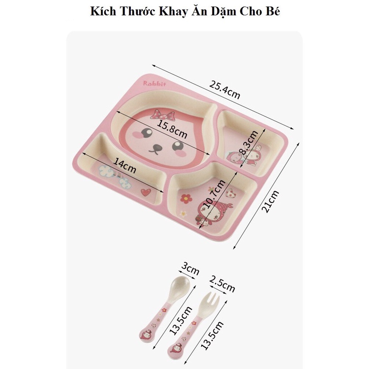 Set Ăn Dặm 6 Món Làm Từ Sợi Tre An Toàn Cho Bé, Khay Ăn Dạm Ngộ Nghĩnh