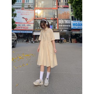 Váy polo trơn cộc tay / be