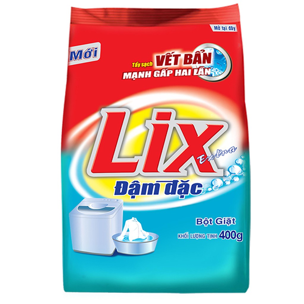 Bột Giặt LIX Extra Đậm Đặc 400G - Tẩy Sạch Vết Bẩn Mạnh Gấp 2 Lần