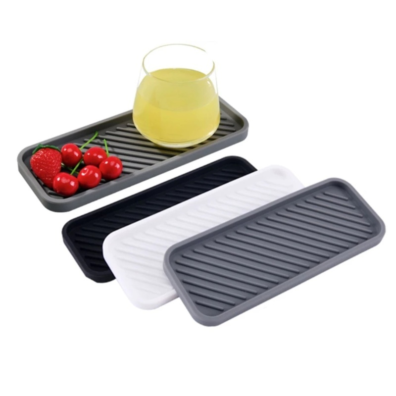 Khay Silicone Đựng Xà Phòng/Dầu Gội Đa Năng Có Rãnh Thoát Nước Tiện Lợi Cho Nhà Bếp