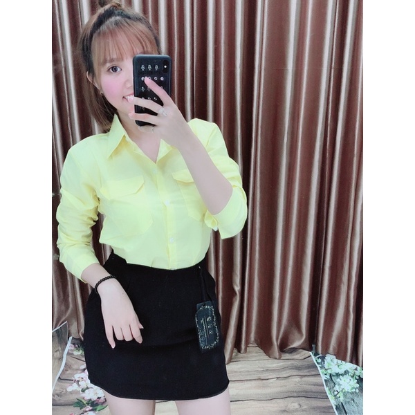 Sơmi 2 túi công sở kate lụa free size