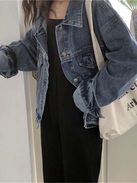 (Order) Áo khoác bò denim jacket chất dầy dặn lên phom dáng dài rộng ulzzang