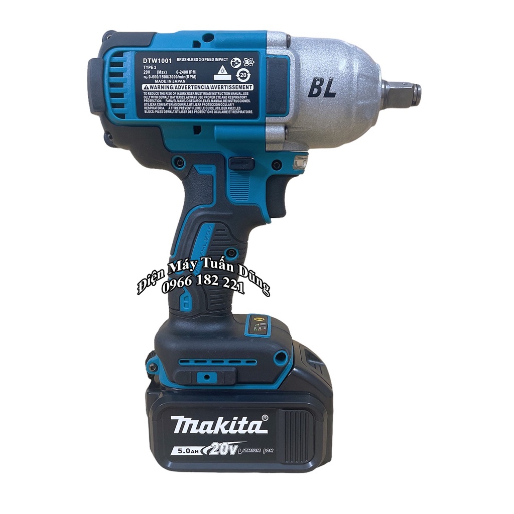 Máy siết bulong dùng pin không chổi than Thương hiệu MAKITA 1000NM - Tặng 1 Đầu chuyển vít