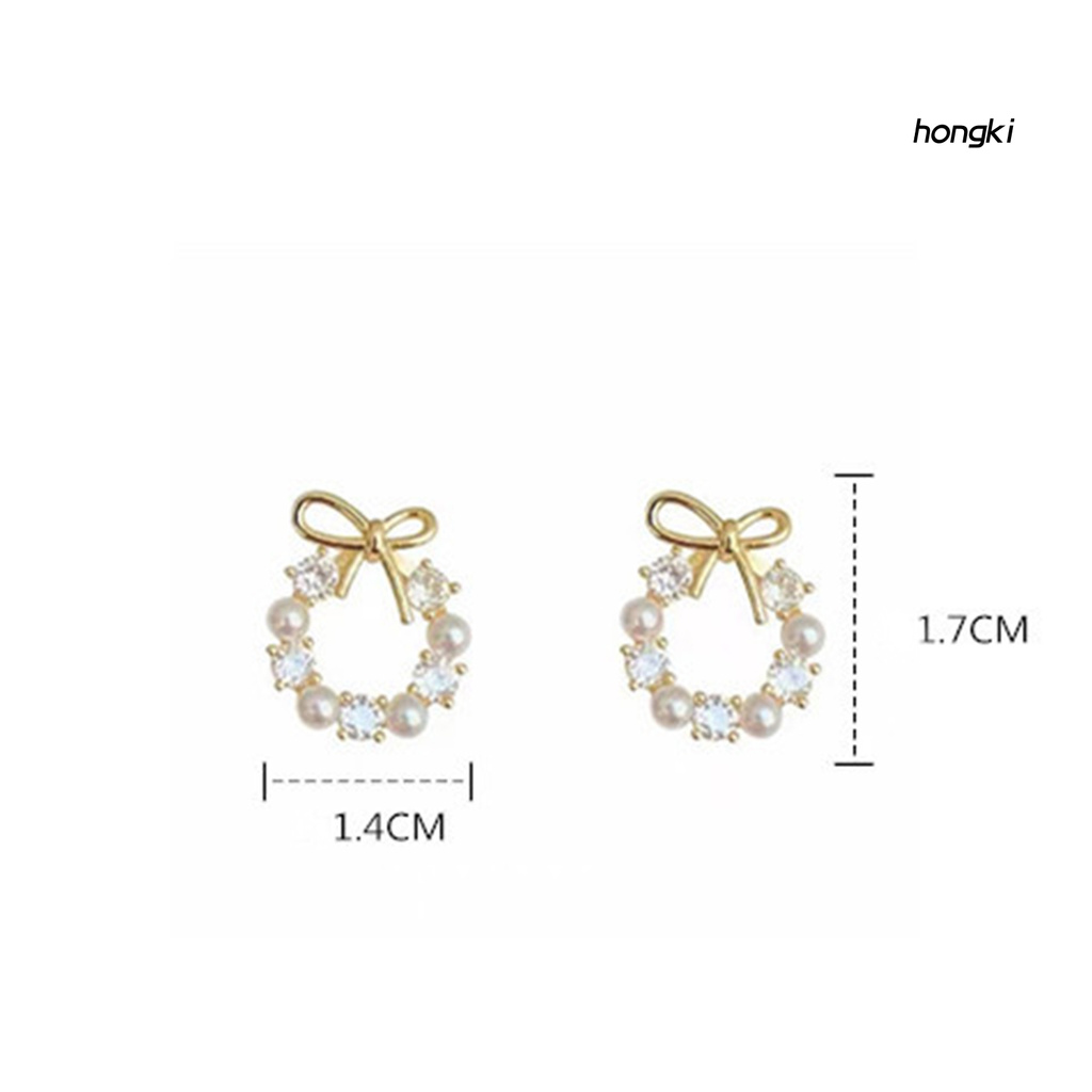 Đôi Khuyên Tai Hình Nơ Đính Ngọc Trai Xinh Xắn