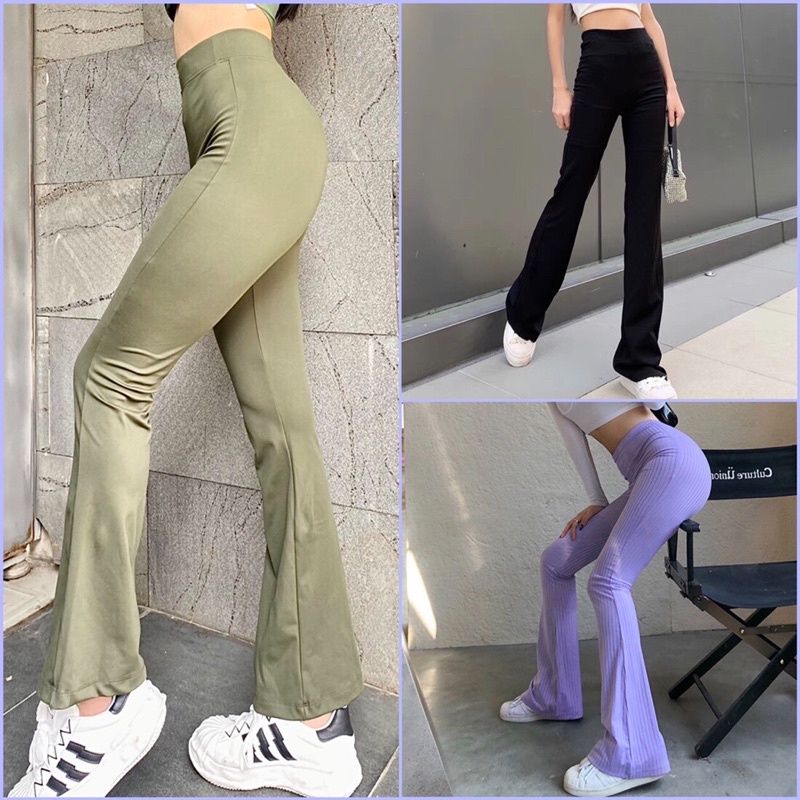 QUẦN ỐNG LOE NỮ LƯNG CAO FORM ĐẸP CHẤT LIỆU THUN LẠNH POLY SIÊU CO GIÃN 4 CHIỀU